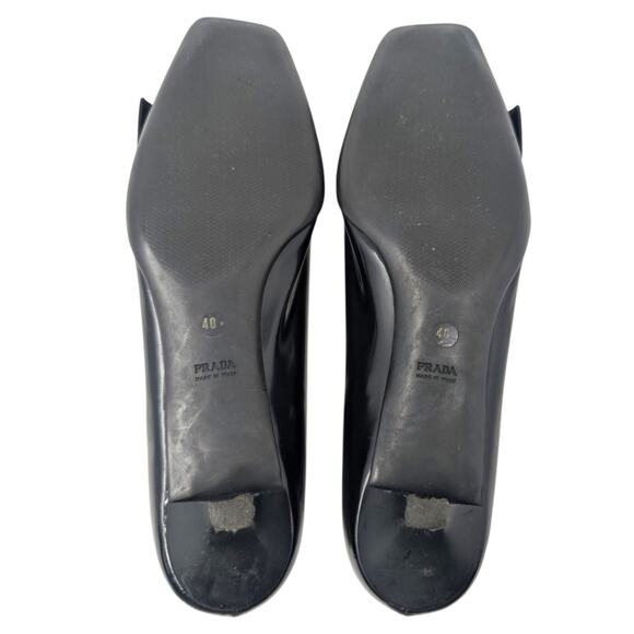 Authentic Prada Black Patent Leather Kitten Heel Loafers EU 40 - Picture 6 of 9